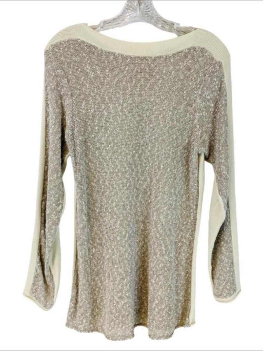 Sundance Two Tone Semi-Sheer Front Knit Sweater Womens Size M